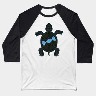 Black Turtle and Blue Candy Baseball T-Shirt